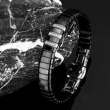 Stainless Steel Bracelet with Cubic Zircons and Ceramic Bangle
