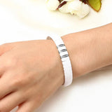 Stainless Steel Bracelet with Cubic Zircons and Ceramic Bangle
