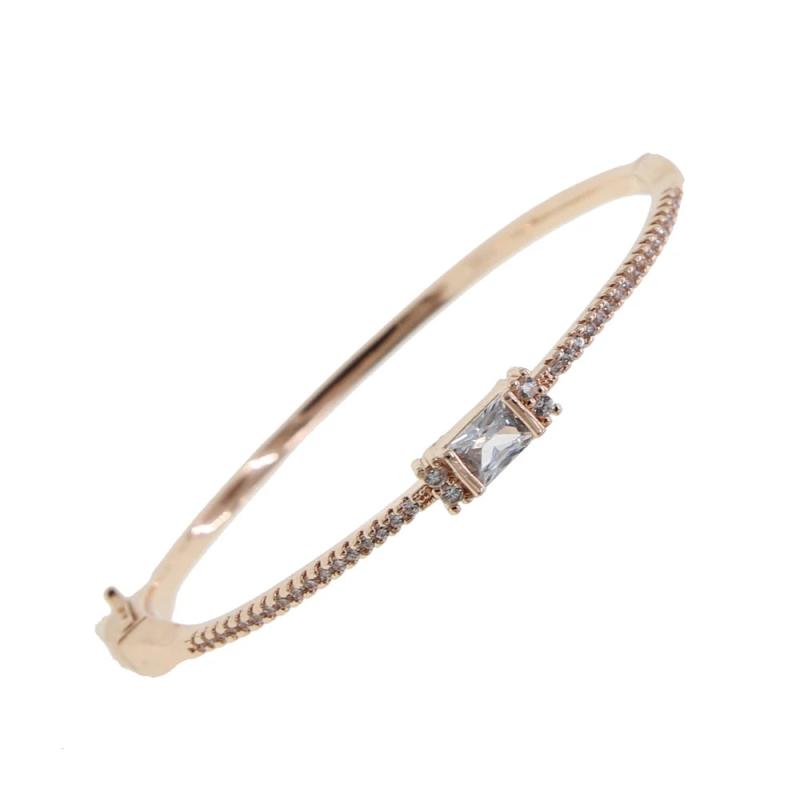 Dubai Bridal Wedding Gift CZ Zircon Baguette Bracelet Bangle