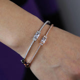 Dubai Bridal Wedding Gift CZ Zircon Baguette Bracelet Bangle