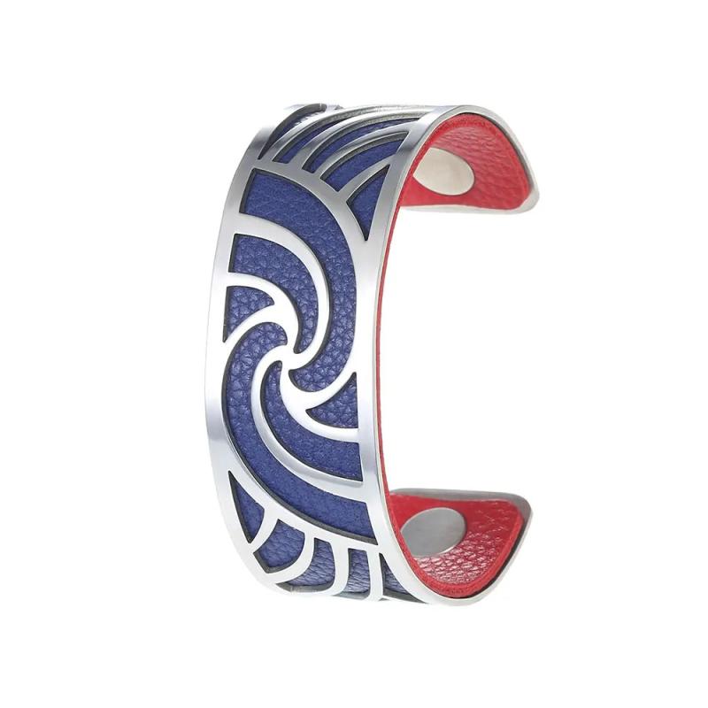 Stainless Steel Cuff Bracelets Interchangeable Leather Band Jewelry Women