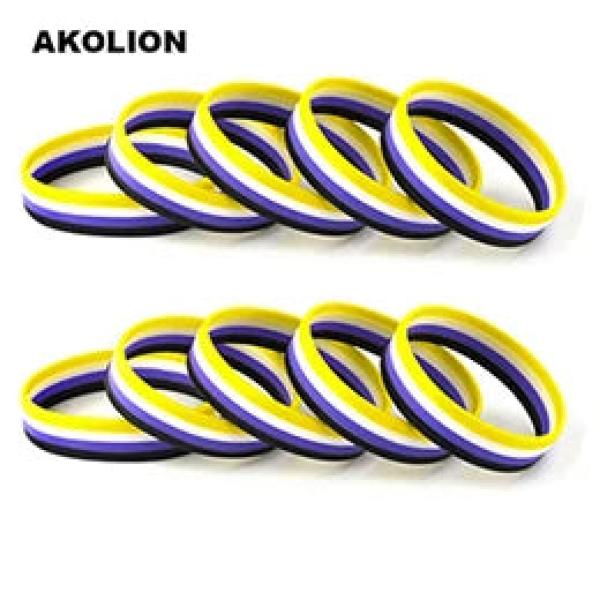 Nonbinary Flag Silicone Bracelets Set of 10
