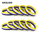 Nonbinary Flag Silicone Bracelets Set of 10