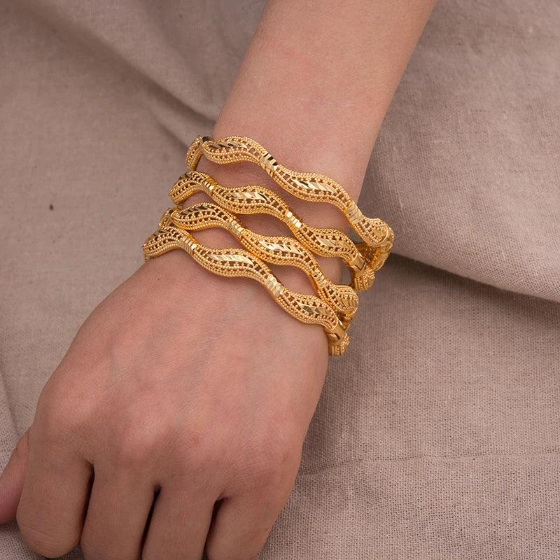 Ethnic Dubai Bangles Set with Bracelet Women Girl Bride Cuff Dubai Bangles