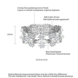Pearl Bead Wide Bracelets for Women Flower Cubic Zircon Bangles