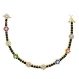 Rainbow CZ Daisy Flower Bracelet Micro Paved Tennis Chain Women's Jewelry