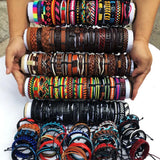 50Pcs Ethnic Braided Leather Bracelets Wrap for Women Men Gift