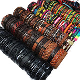 50Pcs Ethnic Braided Leather Bracelets Wrap for Women Men Gift