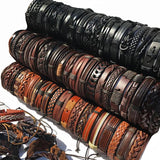50Pcs Ethnic Braided Leather Bracelets Wrap for Women Men Gift