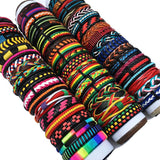 50Pcs Ethnic Braided Leather Bracelets Wrap for Women Men Gift
