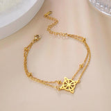 10pcs Stainless Steel Witch Knot Charm Bracelet Double Layer Chain Jewelry