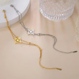 10pcs Stainless Steel Witch Knot Charm Bracelet Double Layer Chain Jewelry