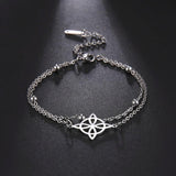 10pcs Stainless Steel Witch Knot Charm Bracelet Double Layer Chain Jewelry