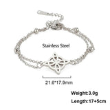 10pcs Stainless Steel Witch Knot Charm Bracelet Double Layer Chain Jewelry