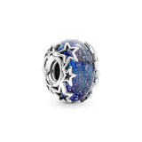 Celestial Bleu Charm Bracelet Set 925 Silver Star & Crescent Moon Charms