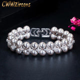 CWWZircons Silver Gray Pearl Bracelets with CZ Wedding Jewelry