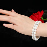CWWZircons Silver Gray Pearl Bracelets with CZ Wedding Jewelry