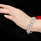 CWWZircons Silver Gray Pearl Bracelets with CZ Wedding Jewelry