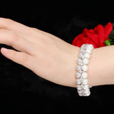 CWWZircons Silver Gray Pearl Bracelets with CZ Wedding Jewelry