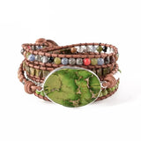5X Leather Wrap Beaded Bracelet Natural Stone Bohemian Gift