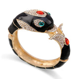Colorful Enamel Whale Bangle Cuff Bracelet for Women