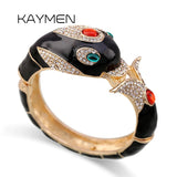 Colorful Enamel Whale Bangle Cuff Bracelet for Women