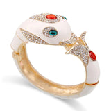 Colorful Enamel Whale Bangle Cuff Bracelet for Women