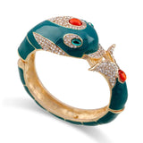 Colorful Enamel Whale Bangle Cuff Bracelet for Women