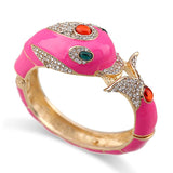 Colorful Enamel Whale Bangle Cuff Bracelet for Women