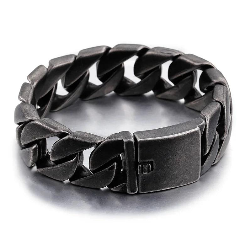 20mm Cuban Chain Bracelet Stainless Steel Chunky Tattoos Decoration