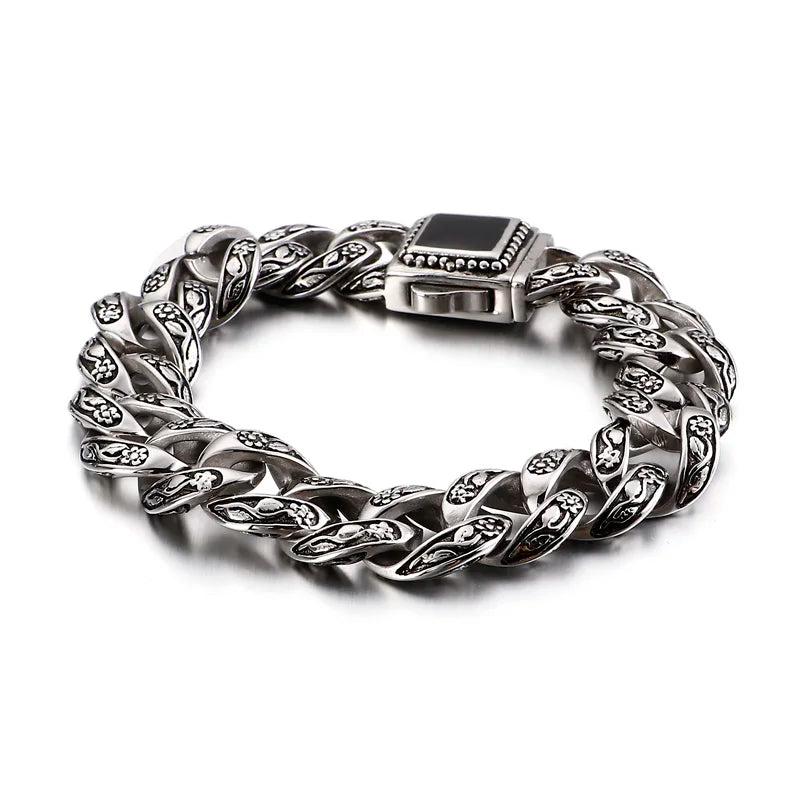 Vintage Gothic Style Male Bracelet Stainless Steel Clasp Charm