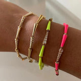 Rainbow Neon Enamel Beaded Link Chain Colorful Bracelet