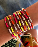 Rainbow Neon Enamel Beaded Link Chain Colorful Bracelet