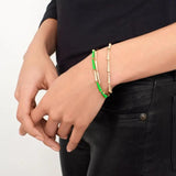 Rainbow Neon Enamel Beaded Link Chain Colorful Bracelet
