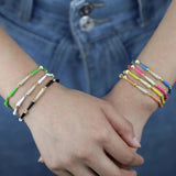 Rainbow Neon Enamel Beaded Link Chain Colorful Bracelet
