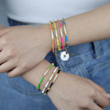 Rainbow Neon Enamel Beaded Link Chain Colorful Bracelet