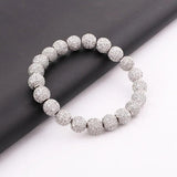 Punk Style CZ Pave Ball Elastic Bracelet Men Women Jewelry
