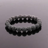 Punk Style CZ Pave Ball Elastic Bracelet Men Women Jewelry