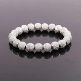 Punk Style CZ Pave Ball Elastic Bracelet Men Women Jewelry