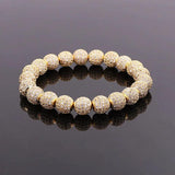 Punk Style CZ Pave Ball Elastic Bracelet Men Women Jewelry