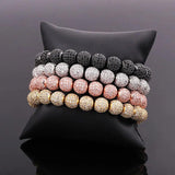 Punk Style CZ Pave Ball Elastic Bracelet Men Women Jewelry
