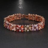 Rongyawei Rose Shining Bracelet Multicolor CZ Stones for Women