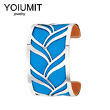 Stainless Steel Leather Bracelet Cuff for Women