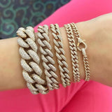 Micro Pave CZ Cuban Link Chain Bracelet with Lobster Charm