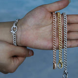 Micro Pave CZ Cuban Link Chain Bracelet with Lobster Charm