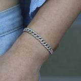Micro Pave CZ Cuban Link Chain Bracelet with Lobster Charm