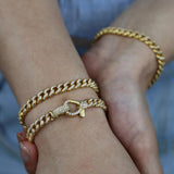 Micro Pave CZ Cuban Link Chain Bracelet with Lobster Charm