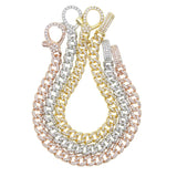 Micro Pave CZ Cuban Link Chain Bracelet with Lobster Charm