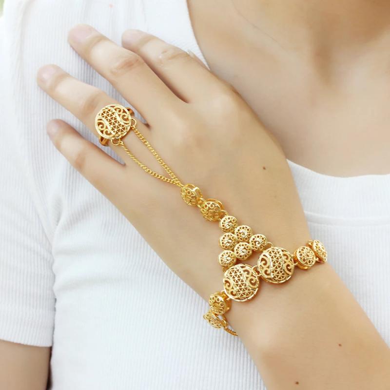 Hollow Round Ladies Set Slave Chain Bracelet - Muslim Party Decoration