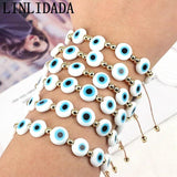 6Pcs Eye Bracelets Women Adjustable Lucky Weave Cord Beaded Chain Jewelry
